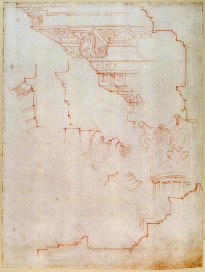 Disegno di dettagli architettonici da Michelangelo Buonarroti